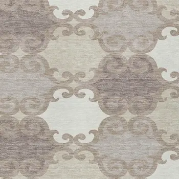 3' X 5' Taupe Beige And Gray Trellis Washable Indoor Outdoor Area Rug