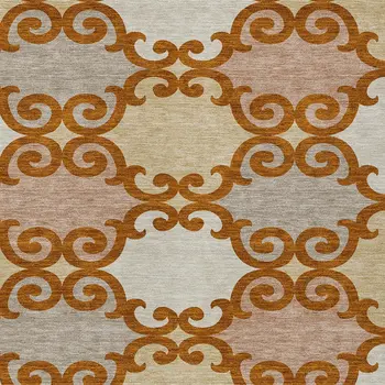 3' X 5' Terra Cotta Beige And Gray Trellis Washable Indoor Outdoor Area Rug