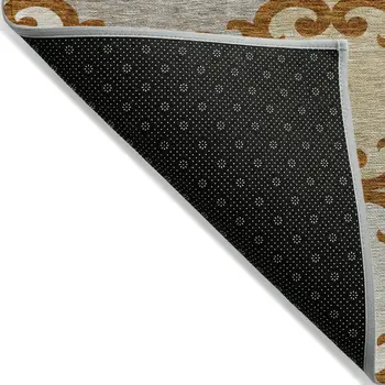 5' X 8' Terra Cotta Beige And Gray Trellis Washable Indoor Outdoor Area Rug