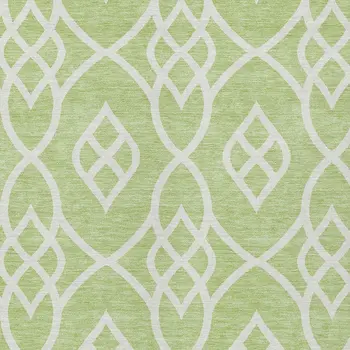 3' X 5' Artichoke Green And Ivory Trellis Washable Indoor Outdoor Area Rug