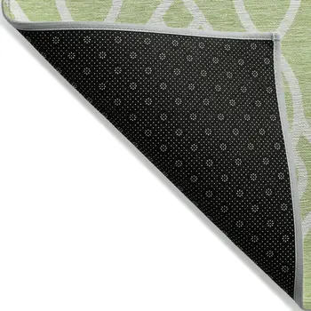 5' X 8' Artichoke Green And Ivory Trellis Washable Indoor Outdoor Area Rug
