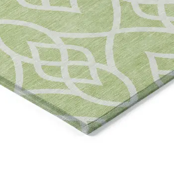 5' X 8' Artichoke Green And Ivory Trellis Washable Indoor Outdoor Area Rug