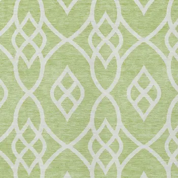 5' X 8' Artichoke Green And Ivory Trellis Washable Indoor Outdoor Area Rug