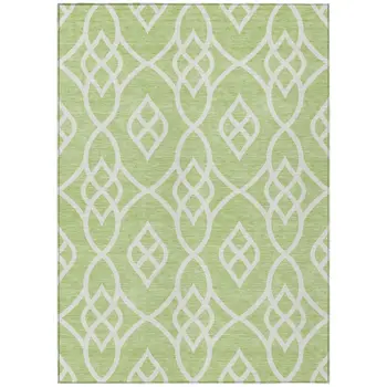 8' X 10' Artichoke Green And Ivory Trellis Washable Indoor Outdoor Area Rug