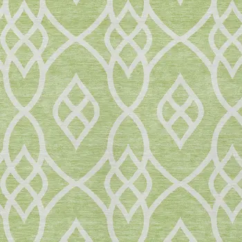 8' X 10' Artichoke Green And Ivory Trellis Washable Indoor Outdoor Area Rug