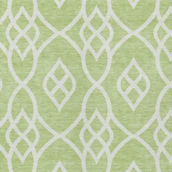 9' X 12' Artichoke Green And Ivory Trellis Washable Indoor Outdoor Area Rug