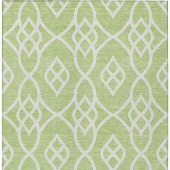 10' X 14' Artichoke Green And Ivory Trellis Washable Indoor Outdoor Area Rug