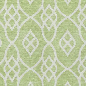 10' X 14' Artichoke Green And Ivory Trellis Washable Indoor Outdoor Area Rug