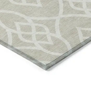 10' X 14' Beige And Ivory Trellis Washable Indoor Outdoor Area Rug