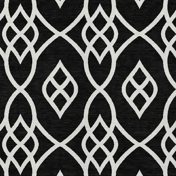 3' X 5' Black And Ivory Trellis Washable Indoor Outdoor Area Rug