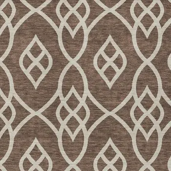 8' X 10' Chocolate And Ivory Trellis Washable Indoor Outdoor Area Rug