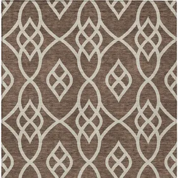 10' X 14' Chocolate And Ivory Trellis Washable Indoor Outdoor Area Rug