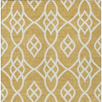 9' X 12' Gold And Ivory Trellis Washable Indoor Outdoor Area Rug