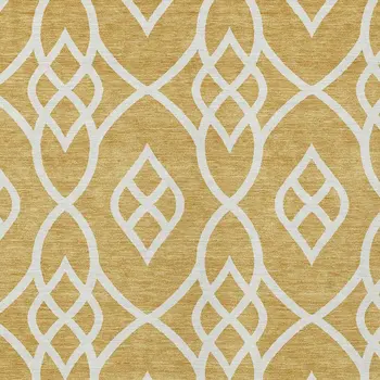 10' X 14' Gold And Ivory Trellis Washable Indoor Outdoor Area Rug