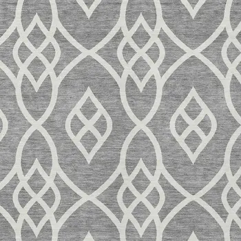 5' X 8' Gray And Ivory Trellis Washable Indoor Outdoor Area Rug