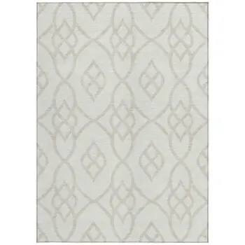 5' X 8' Ivory And Gray Trellis Washable Indoor Outdoor Area Rug