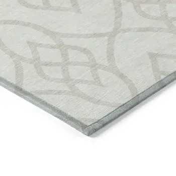 8' Ivory And Gray Round Trellis Washable Indoor Outdoor Area Rug