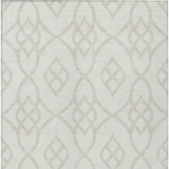 9' X 12' Ivory And Gray Trellis Washable Indoor Outdoor Area Rug