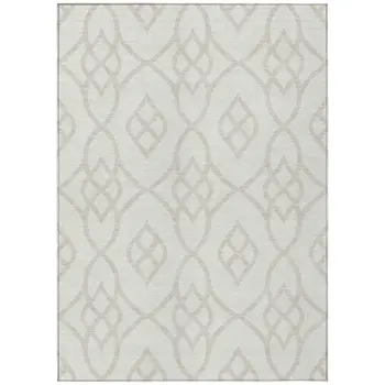 9' X 12' Ivory And Gray Trellis Washable Indoor Outdoor Area Rug