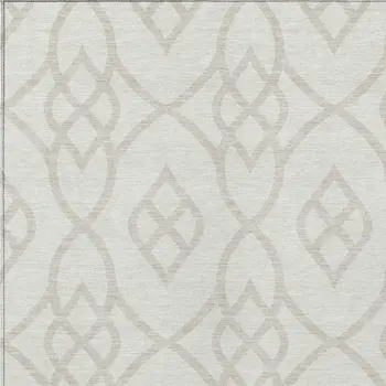 10' X 14' Ivory And Gray Trellis Washable Indoor Outdoor Area Rug