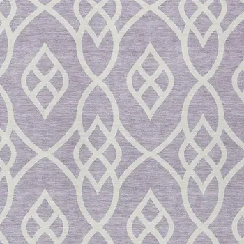 5' X 8' Lavender And Ivory Trellis Washable Indoor Outdoor Area Rug