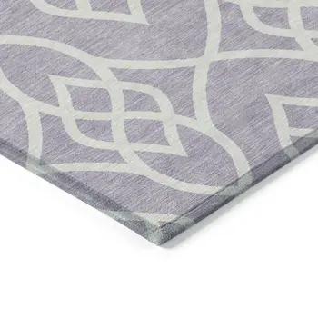 8' X 10' Lavender And Ivory Trellis Washable Indoor Outdoor Area Rug