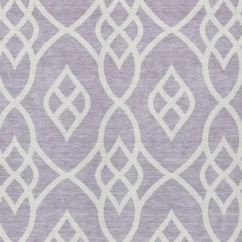 9' X 12' Lavender And Ivory Trellis Washable Indoor Outdoor Area Rug
