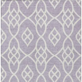 10' X 14' Lavender And Ivory Trellis Washable Indoor Outdoor Area Rug