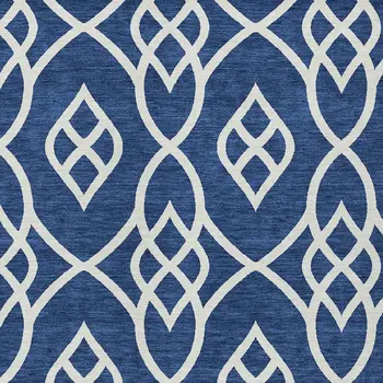 8' X 10' Navy Blue And Ivory Trellis Washable Indoor Outdoor Area Rug