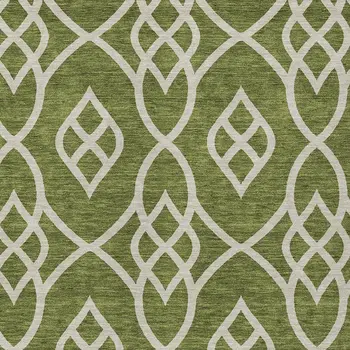 3' X 5' Olive Green And Ivory Trellis Washable Indoor Outdoor Area Rug