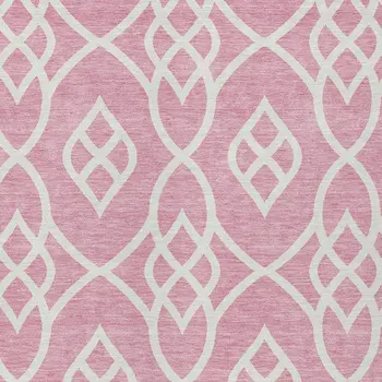 3' X 5' Pink And Ivory Trellis Washable Indoor Outdoor Area Rug