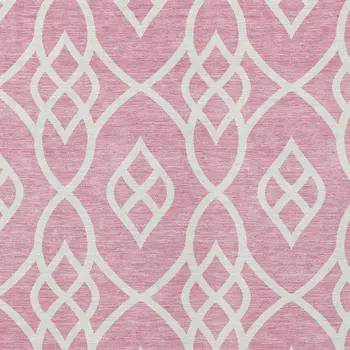 8' X 10' Pink And Ivory Trellis Washable Indoor Outdoor Area Rug