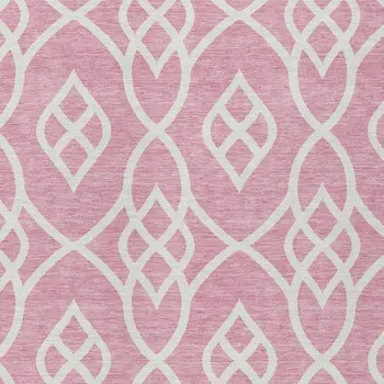 9' X 12' Pink And Ivory Trellis Washable Indoor Outdoor Area Rug