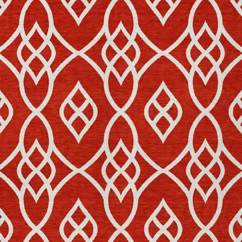 8' X 10' Red And Ivory Trellis Washable Indoor Outdoor Area Rug