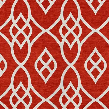 8' X 10' Red And Ivory Trellis Washable Indoor Outdoor Area Rug