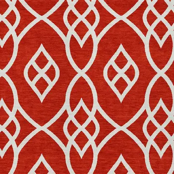 10' X 14' Red And Ivory Trellis Washable Indoor Outdoor Area Rug