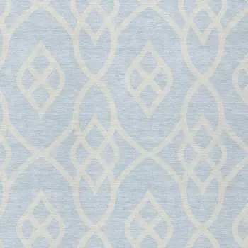 3' X 5' Sky Blue And Ivory Trellis Washable Indoor Outdoor Area Rug