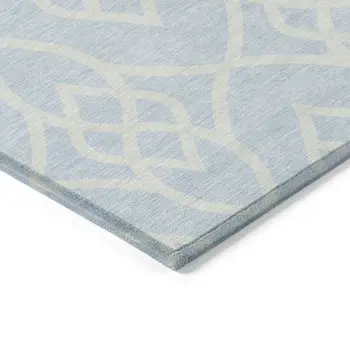8' X 10' Sky Blue And Ivory Trellis Washable Indoor Outdoor Area Rug