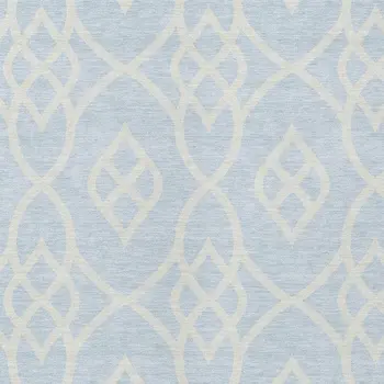 9' X 12' Sky Blue And Ivory Trellis Washable Indoor Outdoor Area Rug