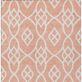 3' X 5' Salmon And Ivory Trellis Washable Indoor Outdoor Area Rug