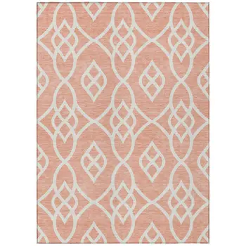 3' X 5' Salmon And Ivory Trellis Washable Indoor Outdoor Area Rug