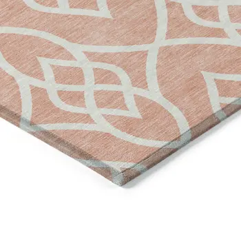 3' X 5' Salmon And Ivory Trellis Washable Indoor Outdoor Area Rug