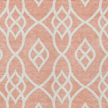 3' X 5' Salmon And Ivory Trellis Washable Indoor Outdoor Area Rug