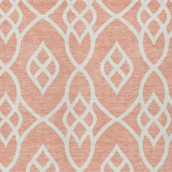 10' X 14' Salmon And Ivory Trellis Washable Indoor Outdoor Area Rug
