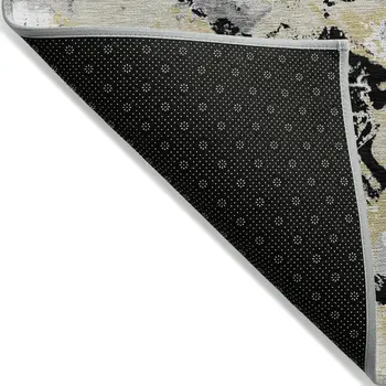 3' X 5' Black Gray And Light Brown Floral Washable Indoor Outdoor Area Rug