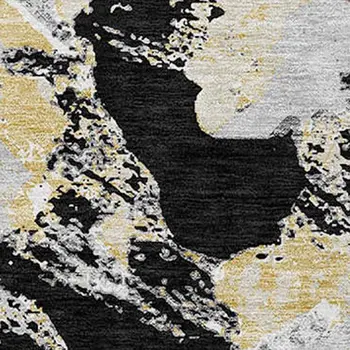 8' Black Gray And Light Brown Round Floral Washable Indoor Outdoor Area Rug