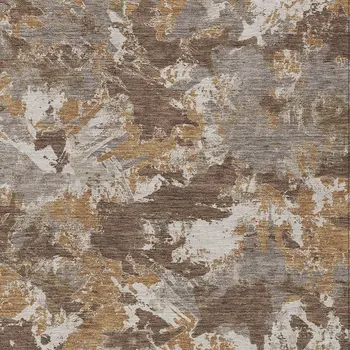 5' X 8' Brown Beige And Gray Floral Washable Indoor Outdoor Area Rug