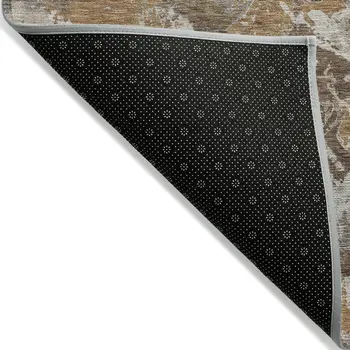 8' X 10' Brown Beige And Gray Floral Washable Indoor Outdoor Area Rug