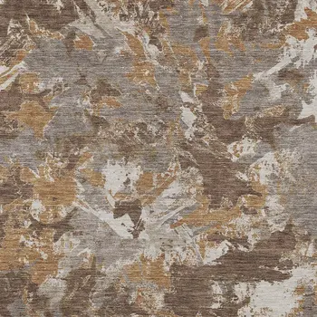 8' X 10' Brown Beige And Gray Floral Washable Indoor Outdoor Area Rug