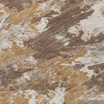 8' X 10' Brown Beige And Gray Floral Washable Indoor Outdoor Area Rug